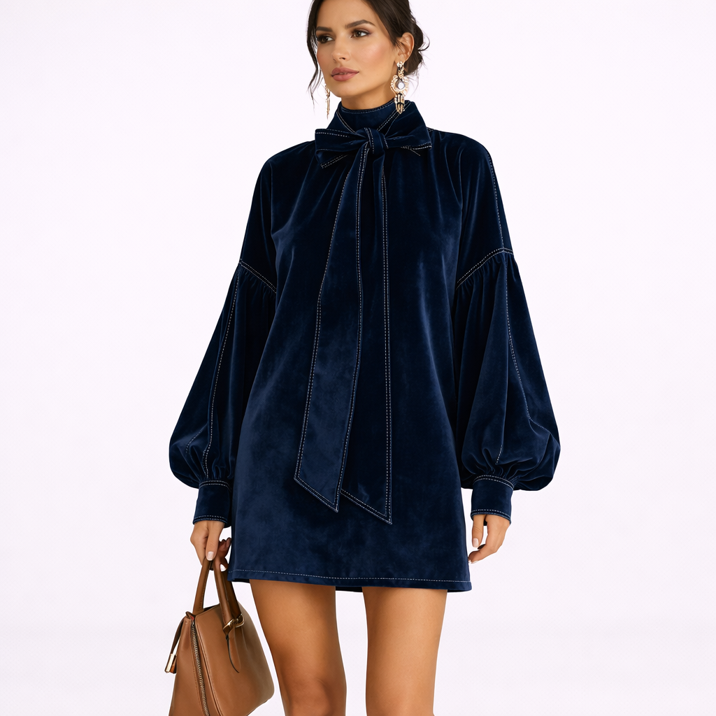 Trinidad | Vestido mini de terciopelo con lazada