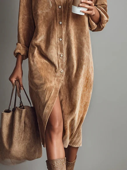 Estela | Vestido midi de pana
